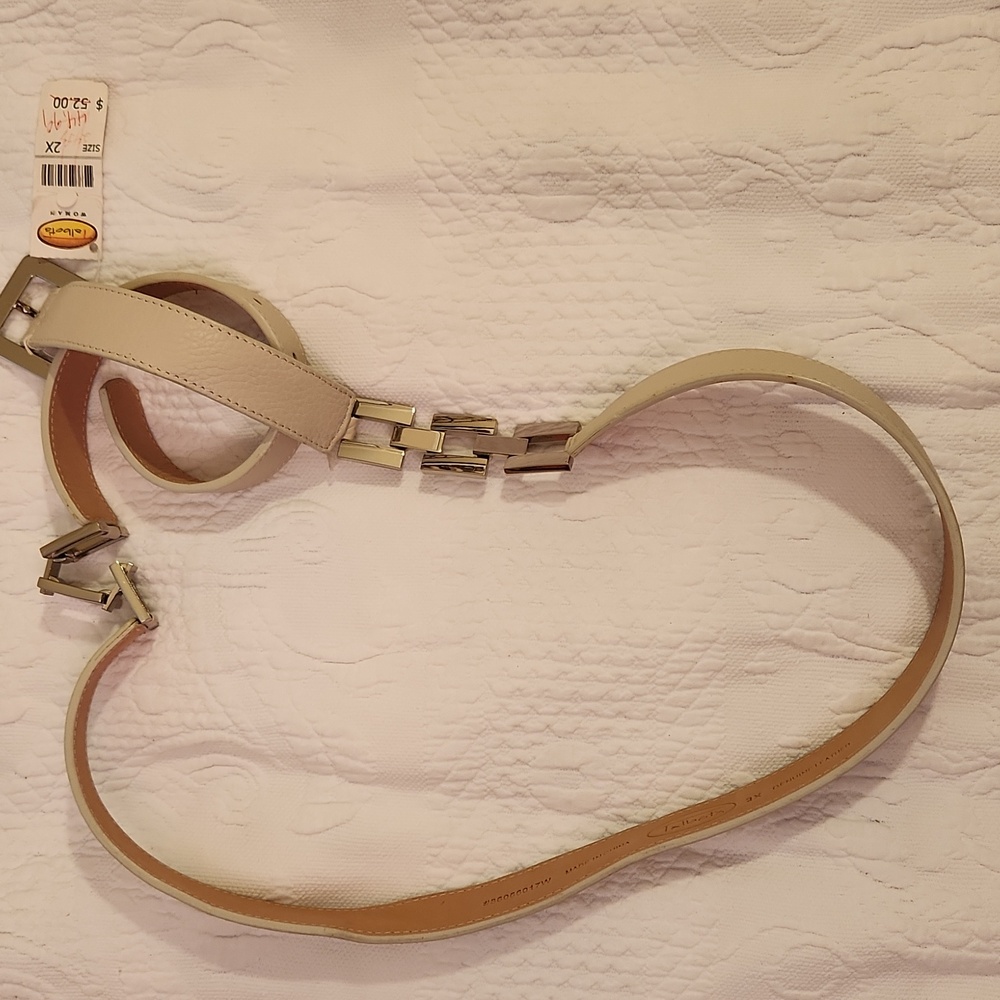 NWT Talbots Beige and Silver Leather Belt